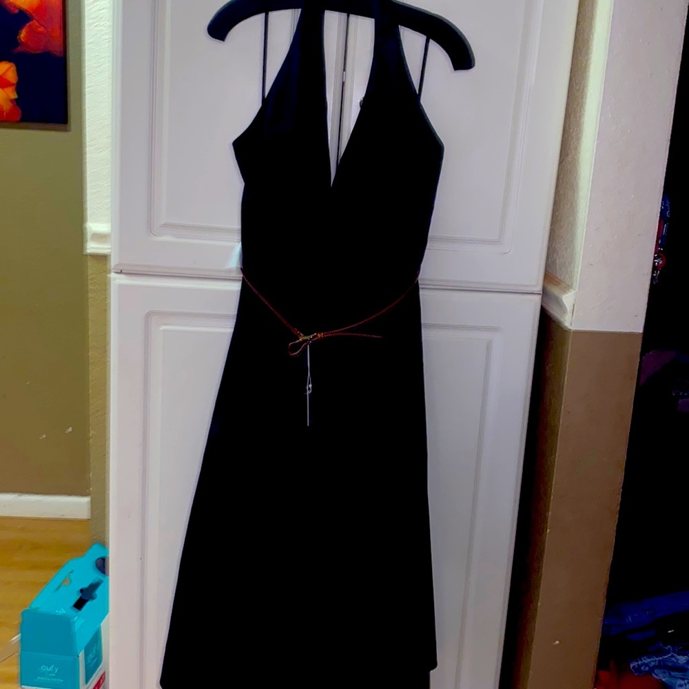 Black halter swing dress . Belt not included